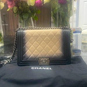 Chanel lamb skin quilted medium boy flap bag